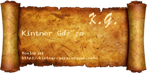 Kintner Géza névjegykártya
